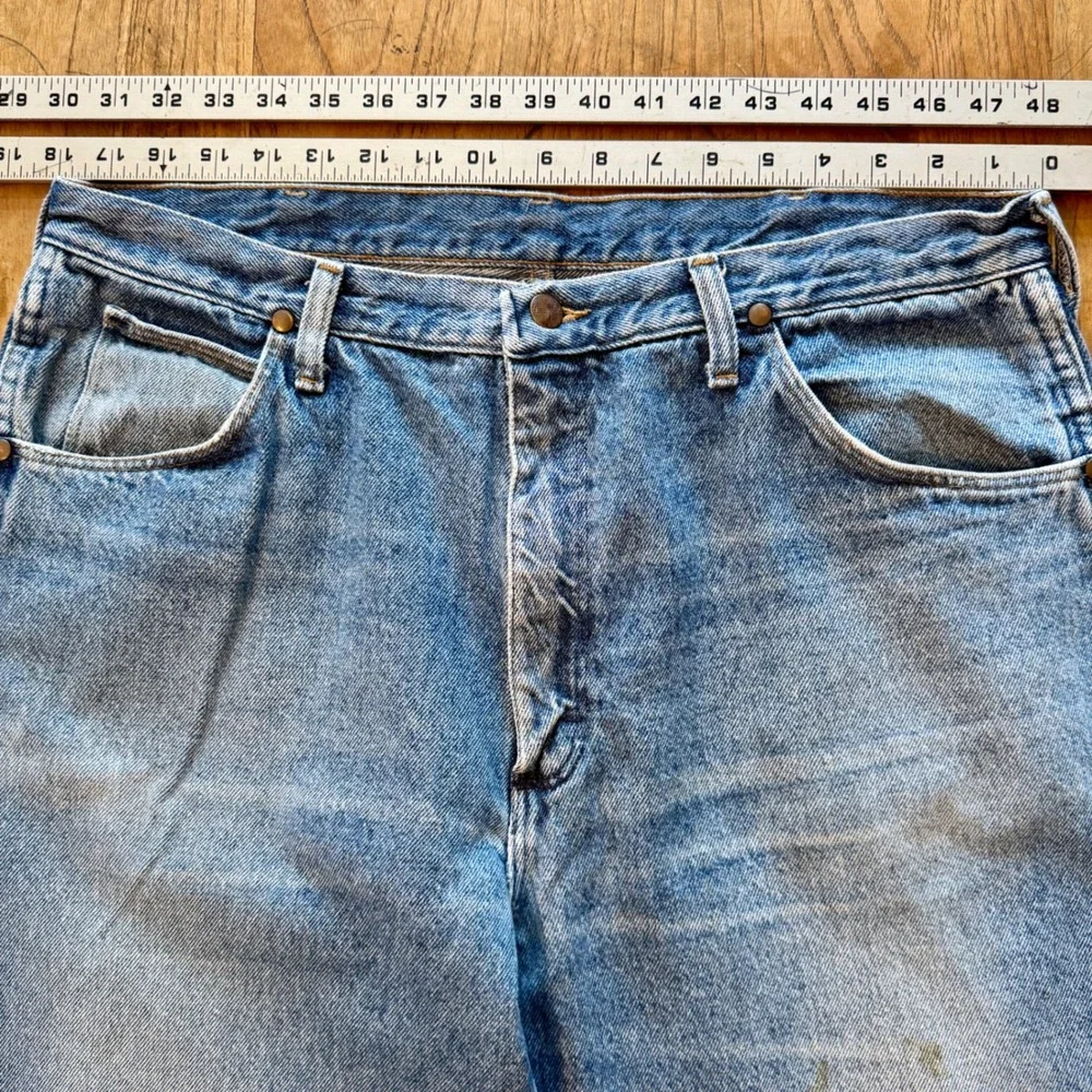 80s USA Vintage Wrangler Jeans Relaxed Fit Denim‎ Pants Classic Blue Wash